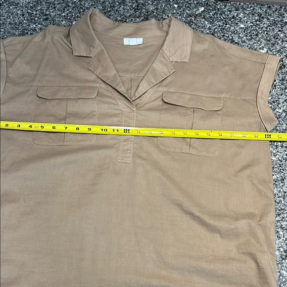 J. Jill Tan Button Down Shirt with Notched Collar - Picture 6 of 6